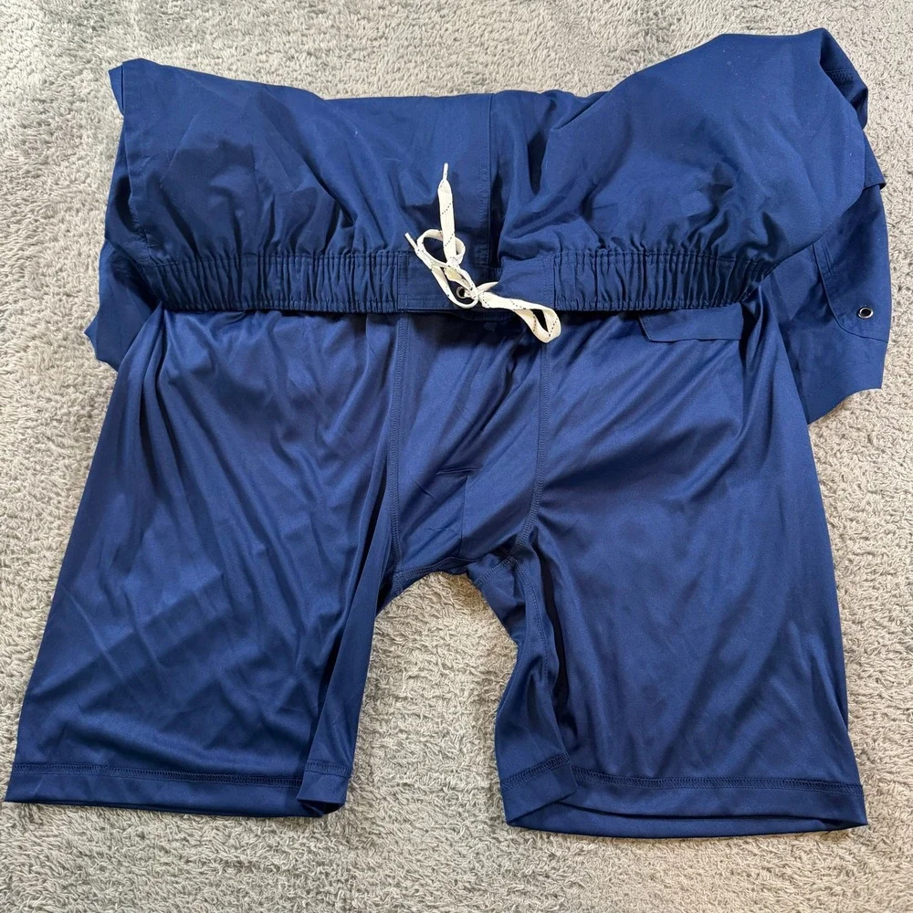 St John's Bay Mens Swim Shorts 4XLT Blue Cargo Pocket 11 Inseam UPF 50+ NEW